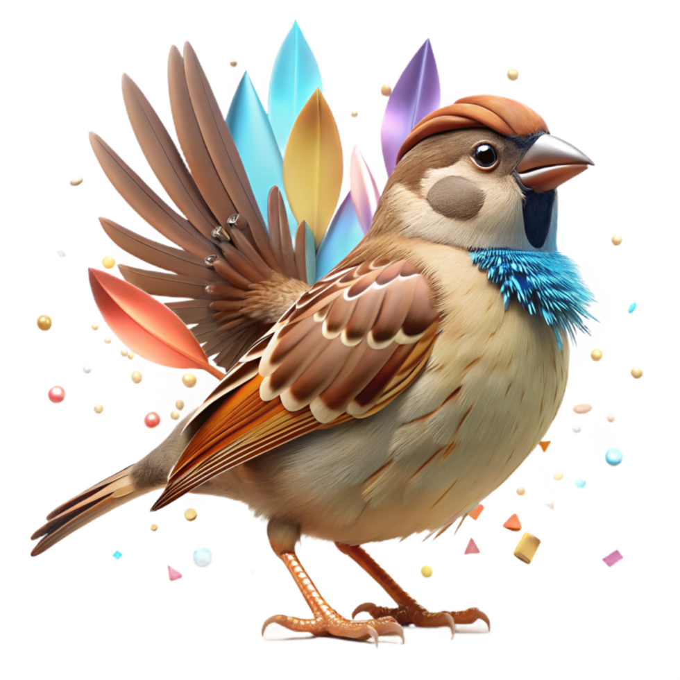 wonderful rustic Chirping Sparrow Brown Feathers Cutout high resolution png