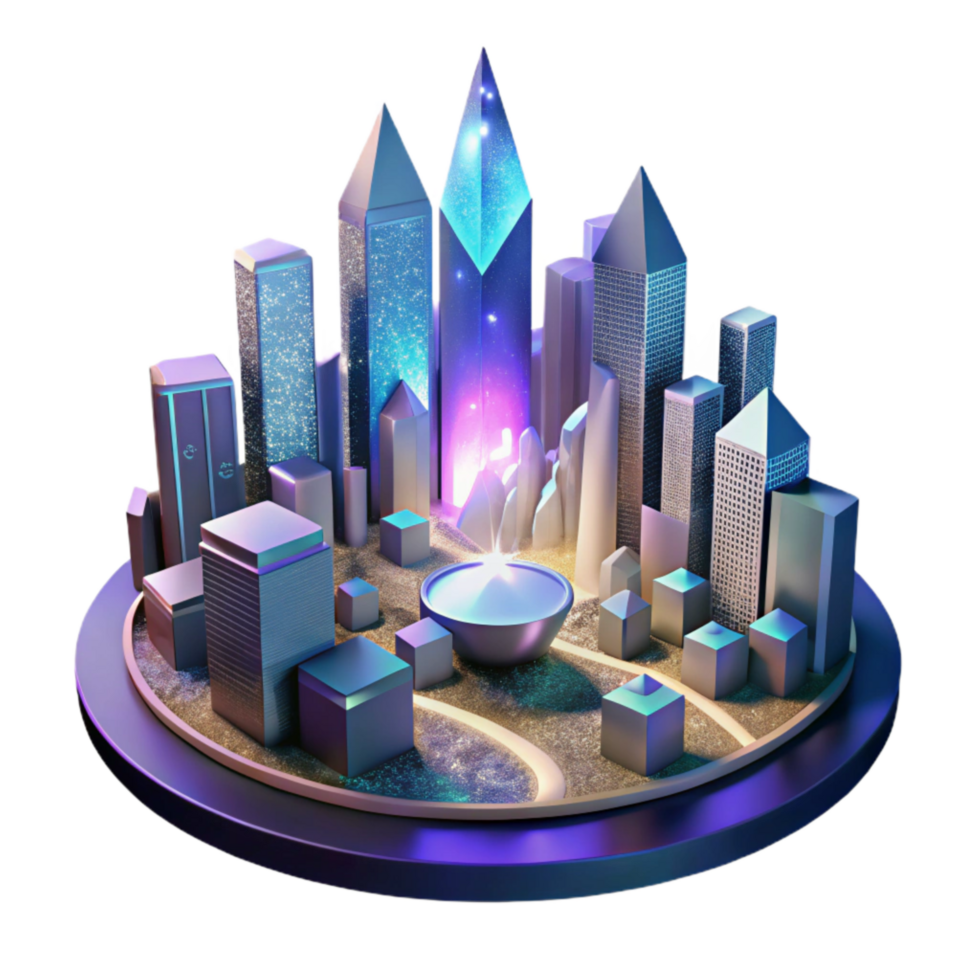 stunning modern Cityscape Panorama at Night Transparent Background premium png