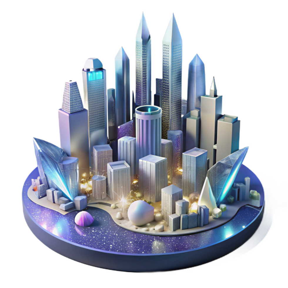 wonderful creative Cityscape Panorama at Night Transparent Background detailed png