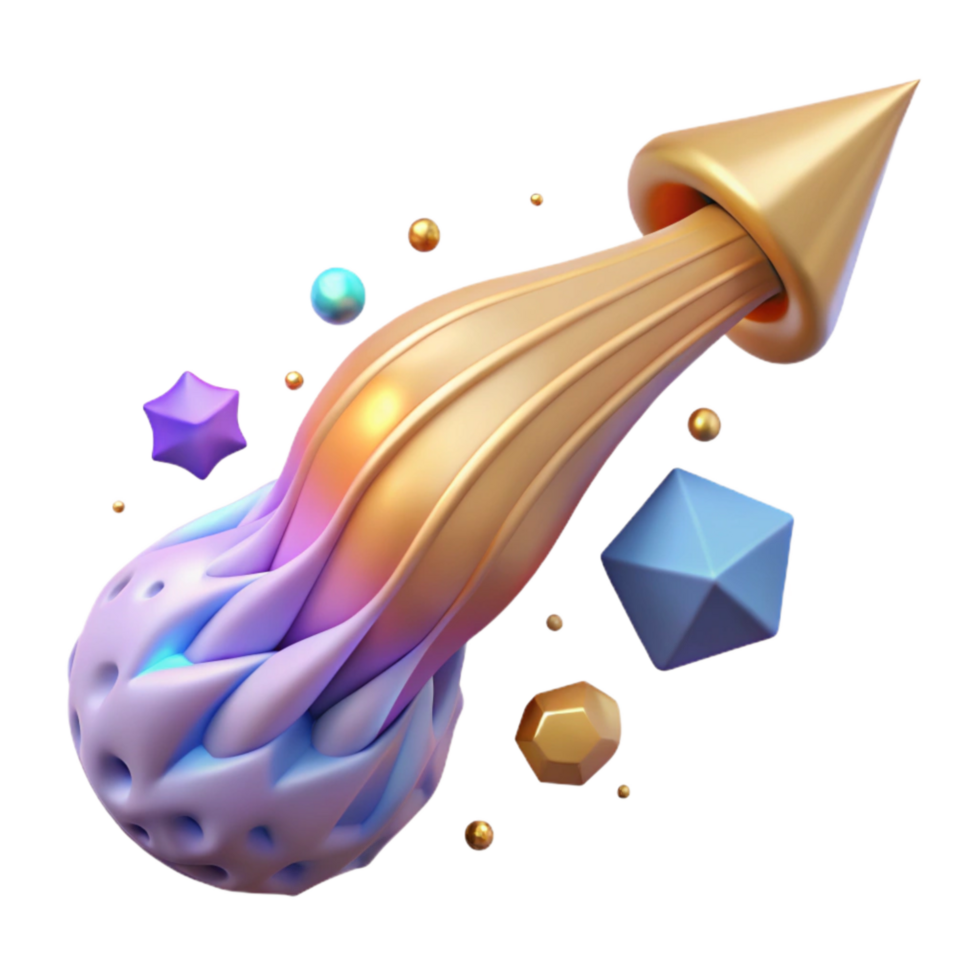 dramatic minimalist Comet with Tail Cutout on Transparent Background original png