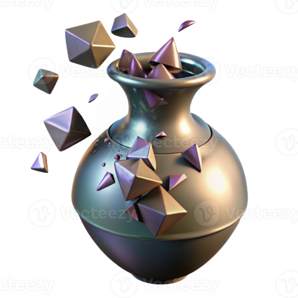 magnificent modern Cracked Vase with Broken Pieces Isolated high resolution png