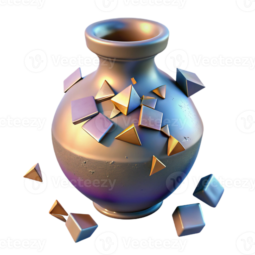 dramatic vintage Cracked Vase with Broken Pieces Isolated authentic png