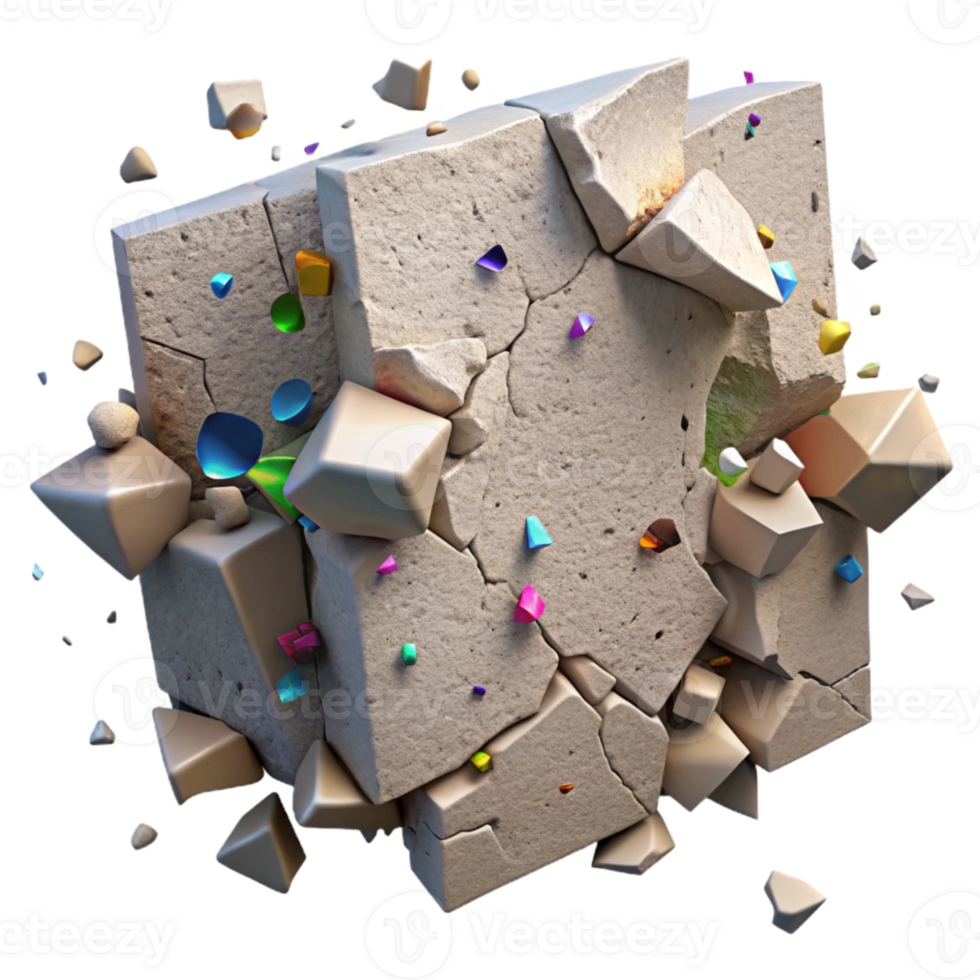 wonderful rustic Cracked Wall with Plaster Isolated on Transparent Background high quality png