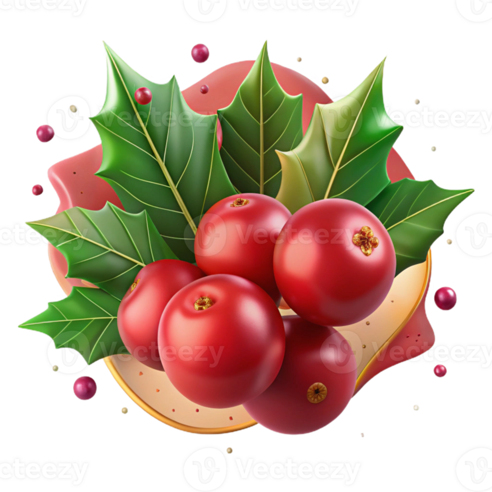 extraordinary modern Cranberry Red Holly Berries Isolated with Transparent Background and Festive Cheer genuine png