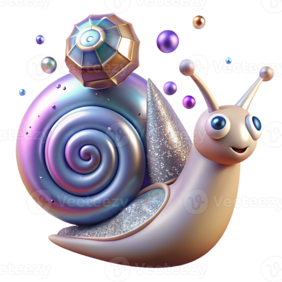 vibrant minimalist Crawling Snail Spiral Shell Transparent Background high resolution png