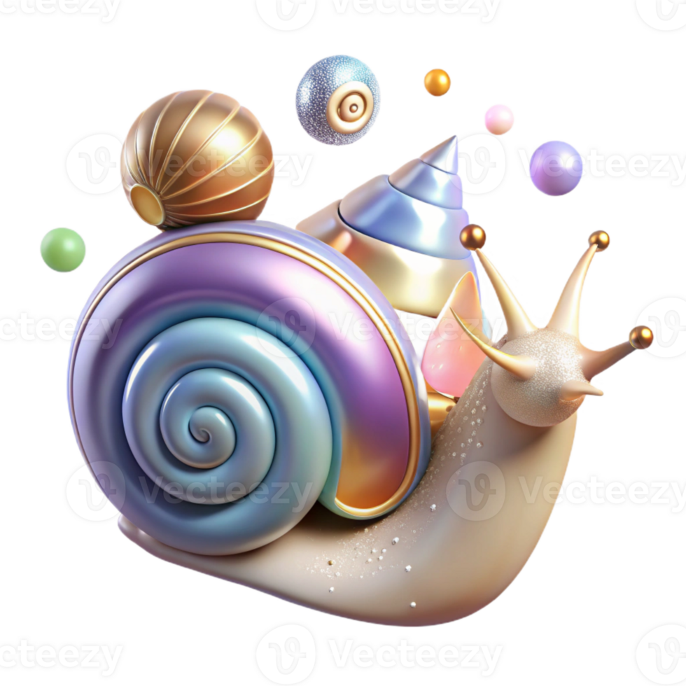 stunning artistic Crawling Snail Spiral Shell Transparent Background png