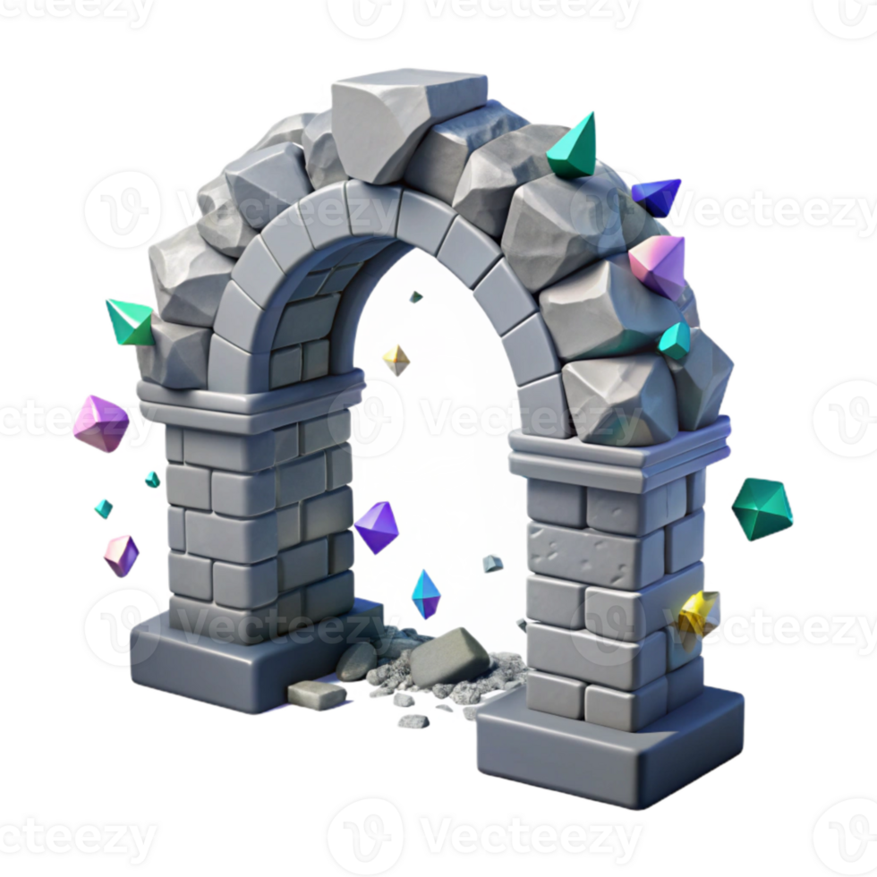 elegant traditional Crumbling Stone Archway Side View Transparent professional png