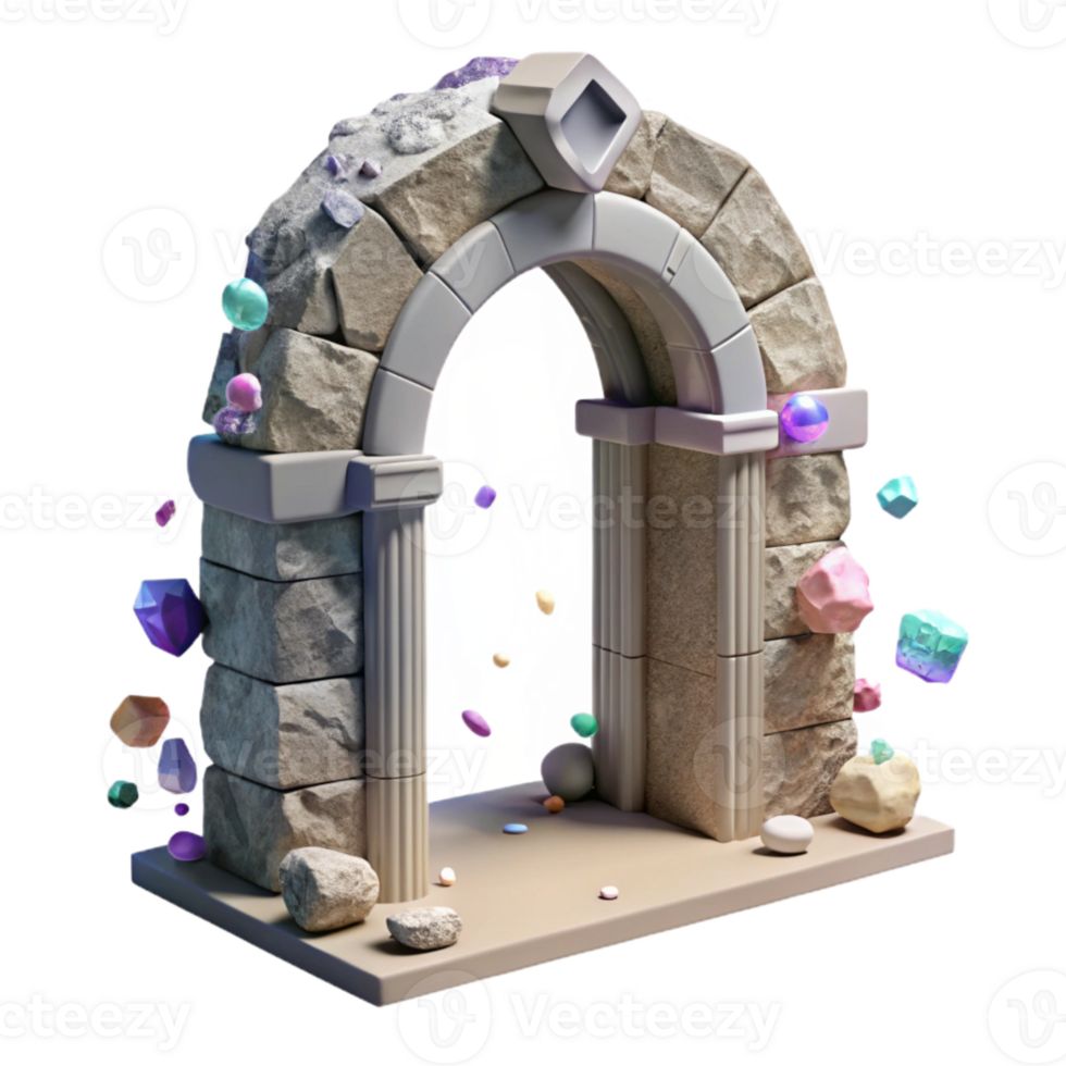 dramatic minimalist Crumbling Stone Archway Side View Transparent professional png