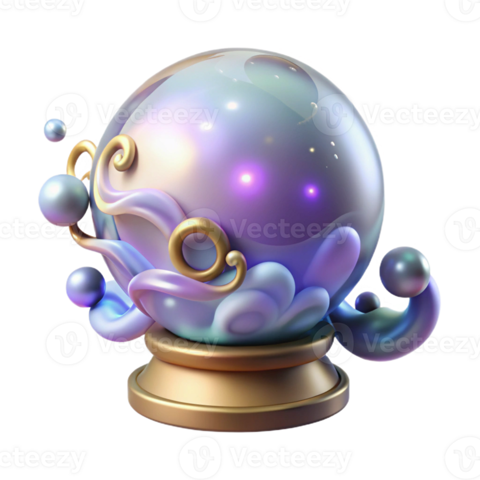 elegant artistic Crystal Ball Cutout with Swirling Mist authentic png