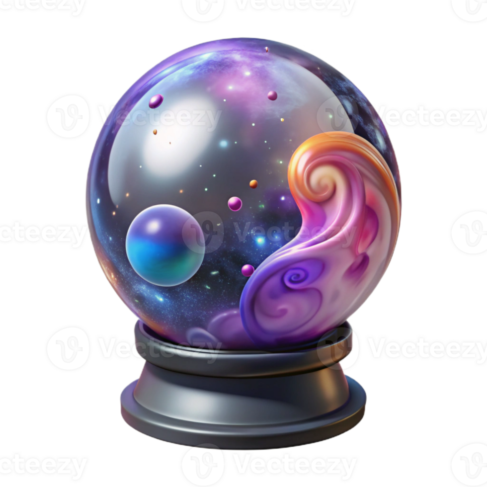 vibrant vintage Crystal Ball with Swirling Nebula Isolated high resolution png