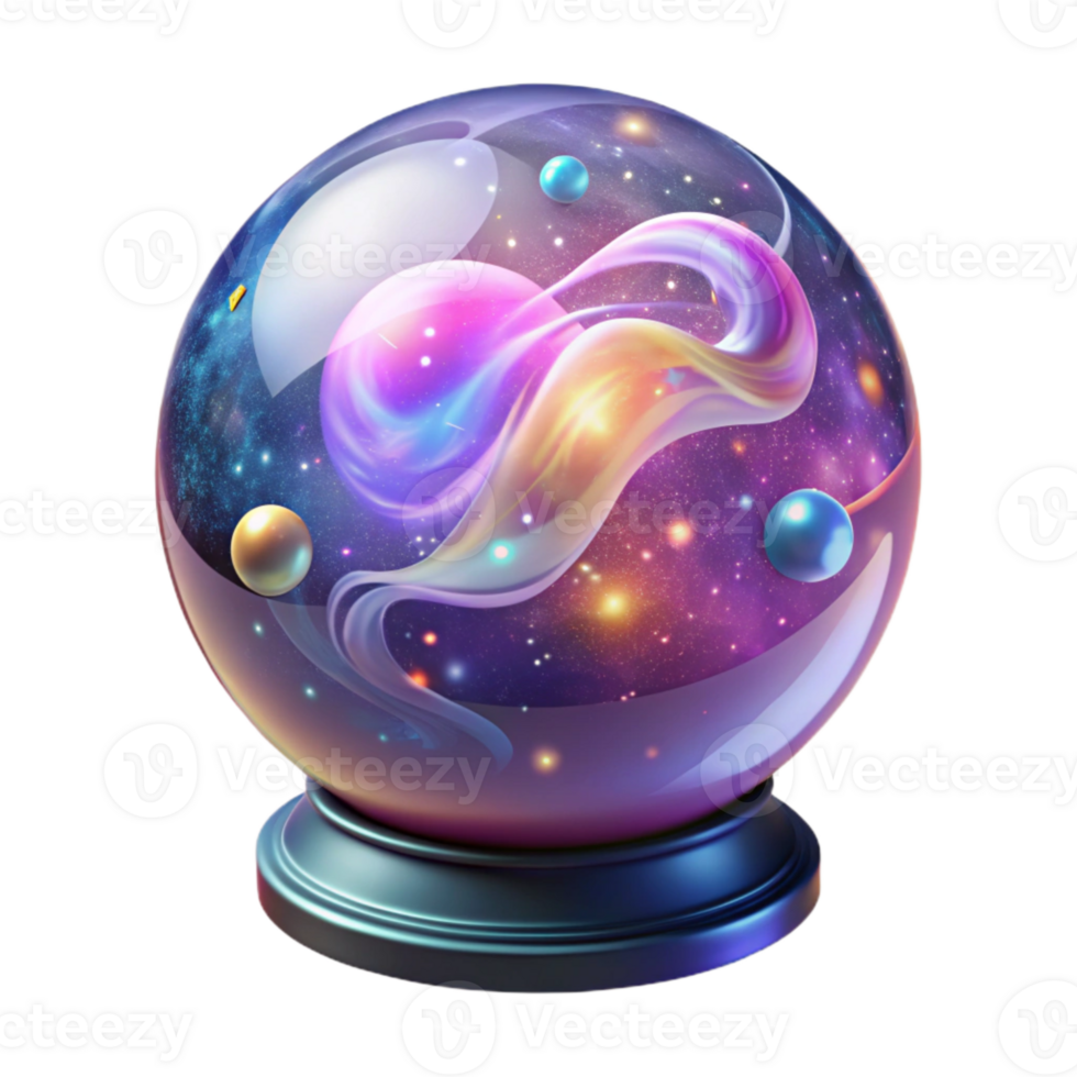 elegant abstract Crystal Ball with Swirling Nebula Isolated high resolution png