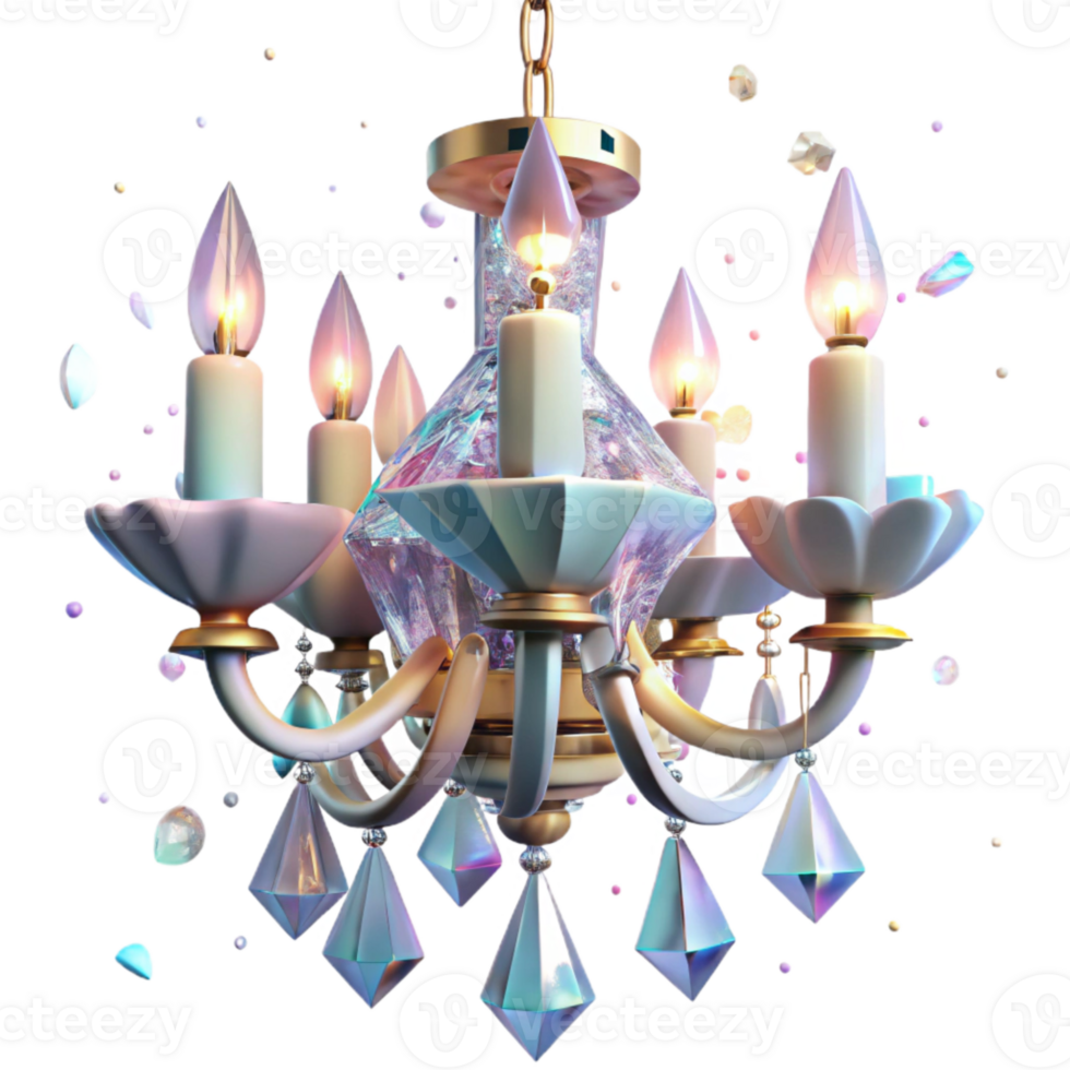 serene traditional Crystal Chandelier Transparent Background with Sparkling Facets premium png