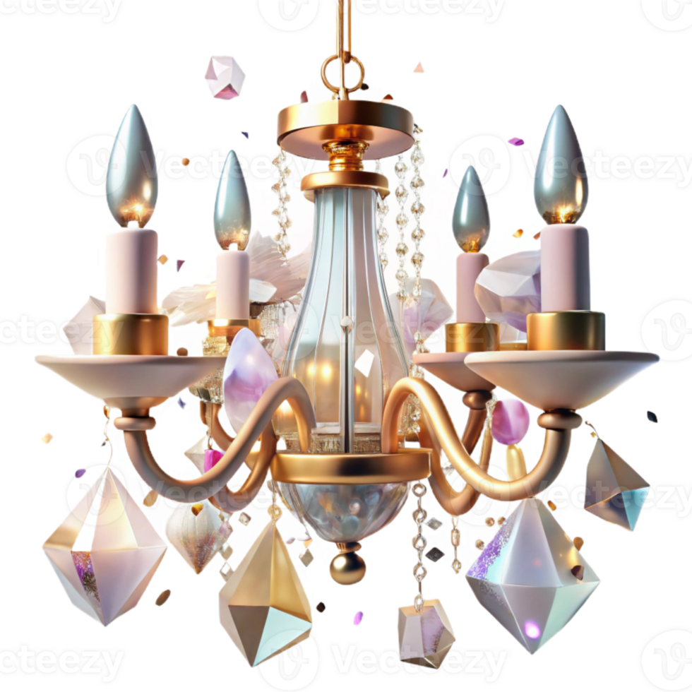 vibrant creative Crystal Chandelier Transparent Background with Sparkling Facets exclusive png