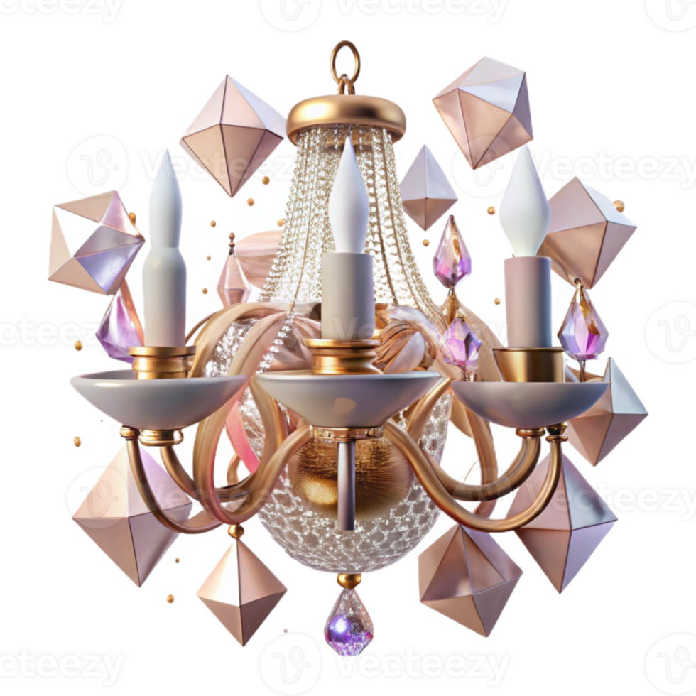 wonderful modern Crystal Chandelier with Sparkling Facets Transparent Background Isolated professional png