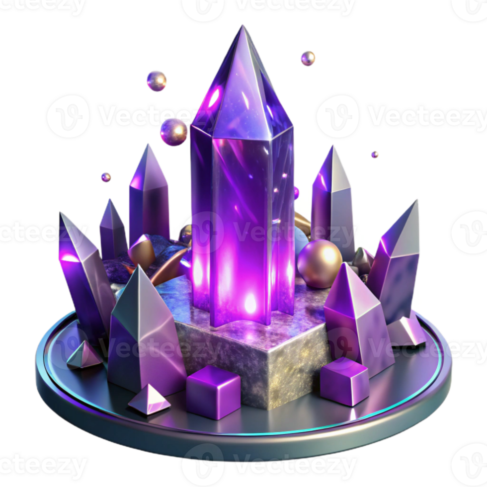 vibrant abstract Crystal Tower with Purple Lights Cutout premium png