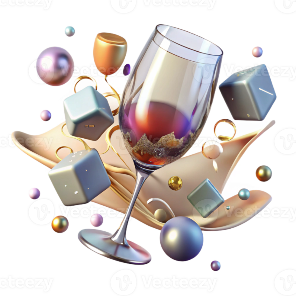 magnificent abstract Crystal Wine Glass Empty Isolated genuine png