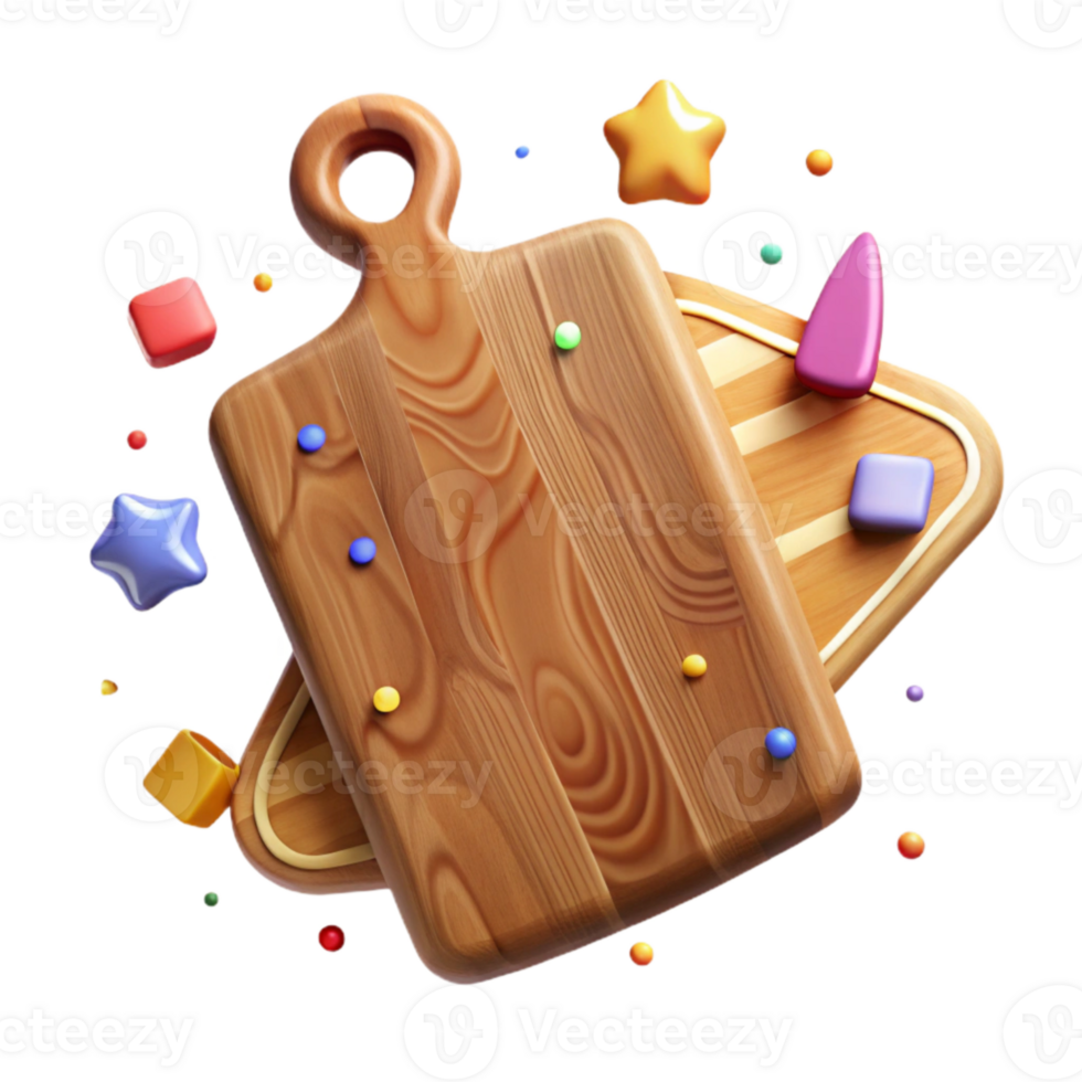 vibrant traditional Cutting Board Cutout with Wooden Grain Isolated authentic png