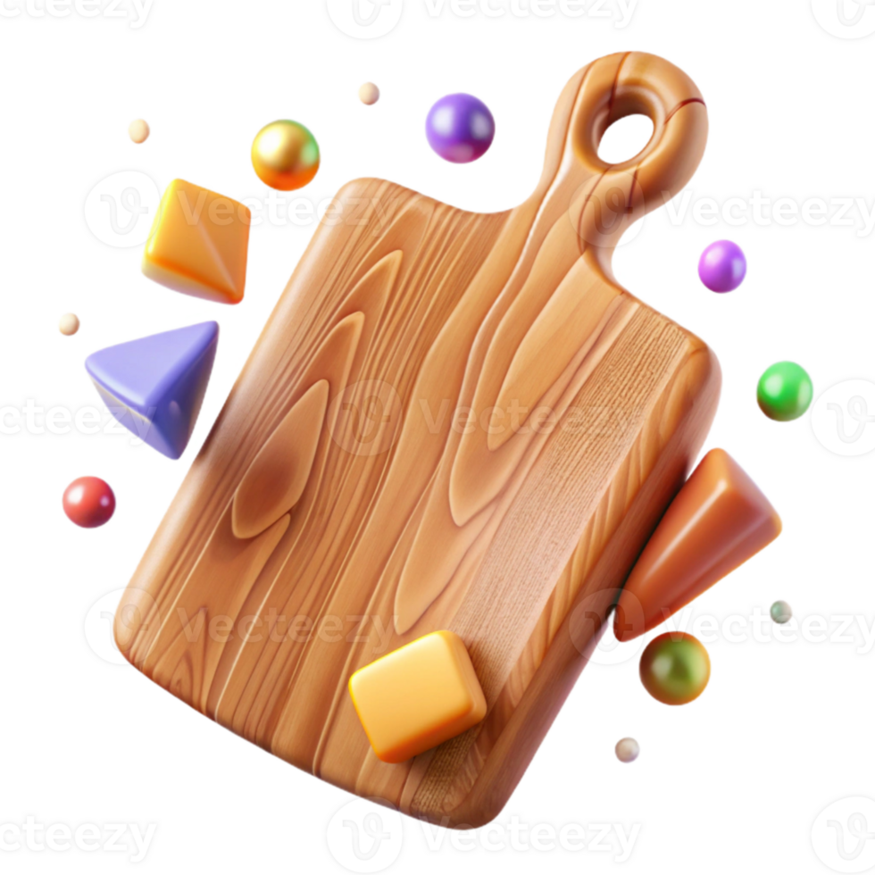 beautiful abstract Cutting Board Cutout with Wooden Grain Isolated premium png