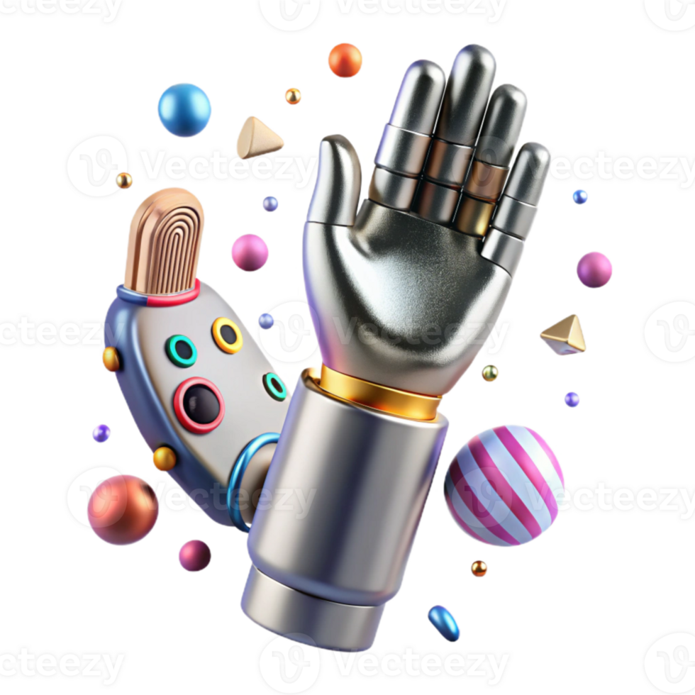 elegant modern Cybernetic Arm with Chrome Finish Cutout high resolution png