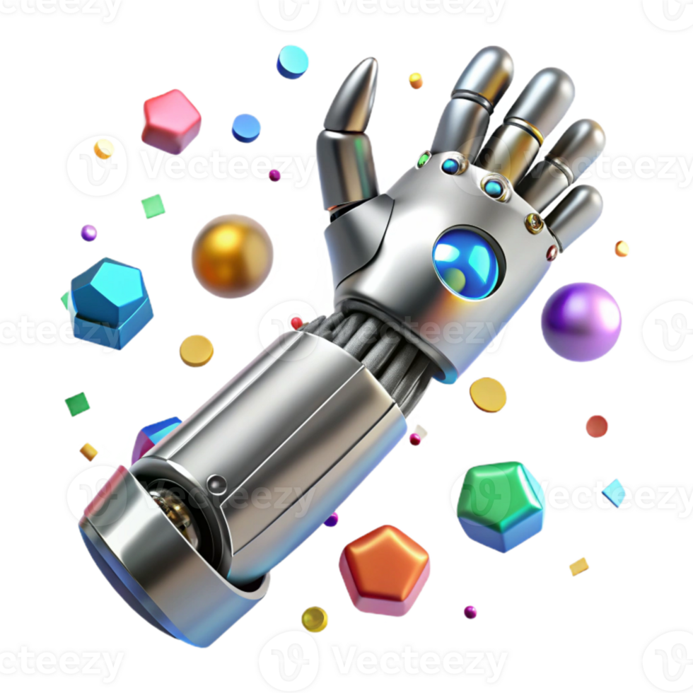 magnificent classic Cybernetic Arm with Chrome Finish Cutout professional png