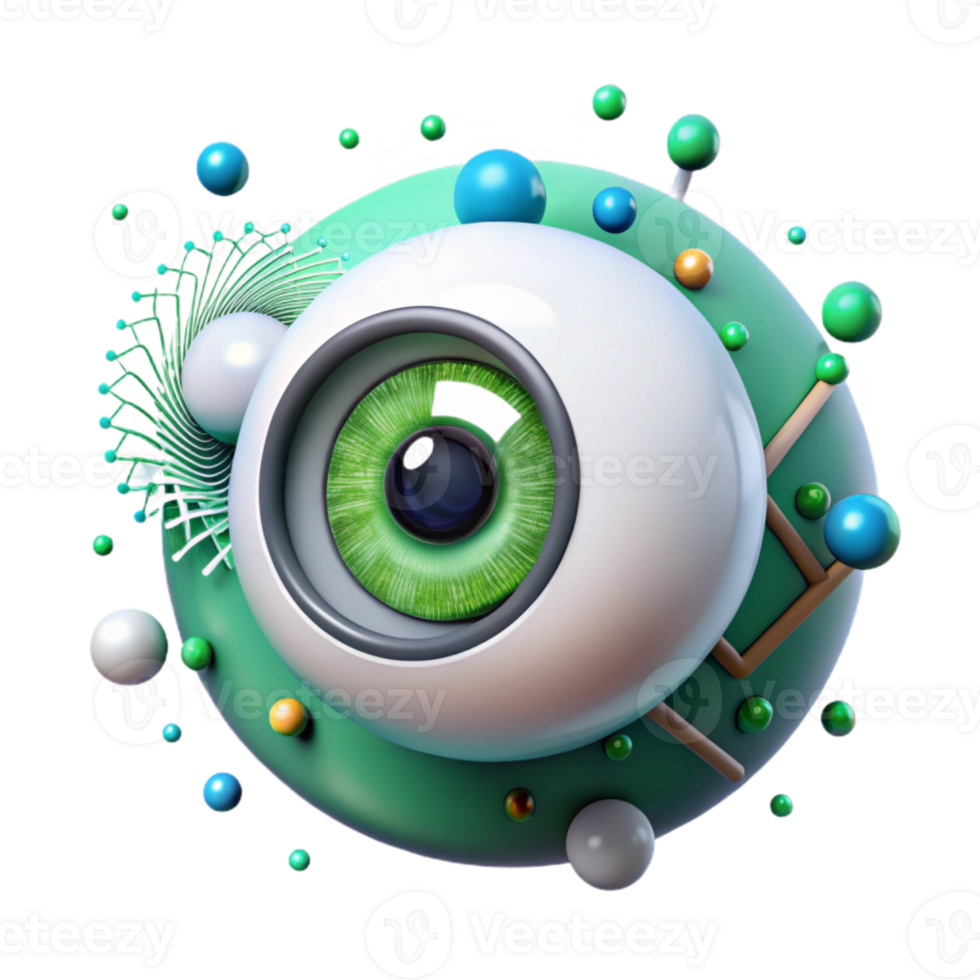 wonderful minimalist Cybernetic Eye with Green Iris Transparent authentic png