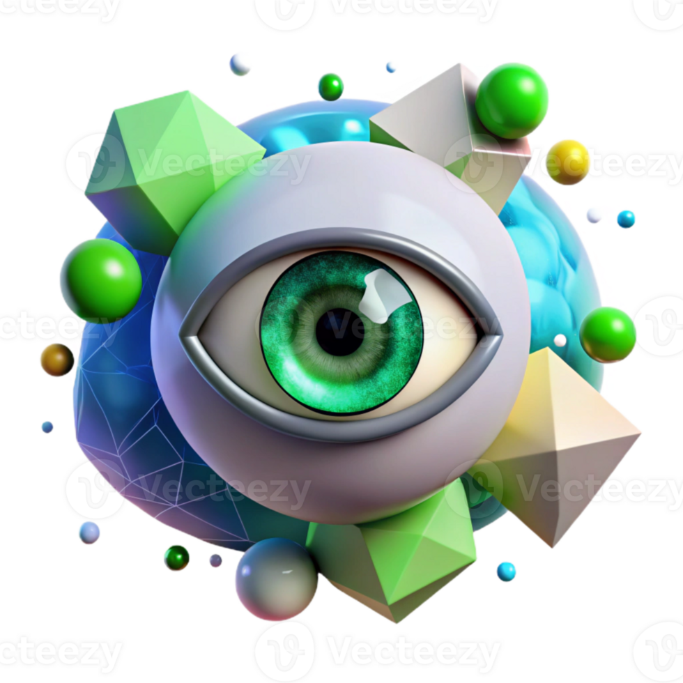 extraordinary contemporary Cybernetic Eye with Green Iris Transparent professional png
