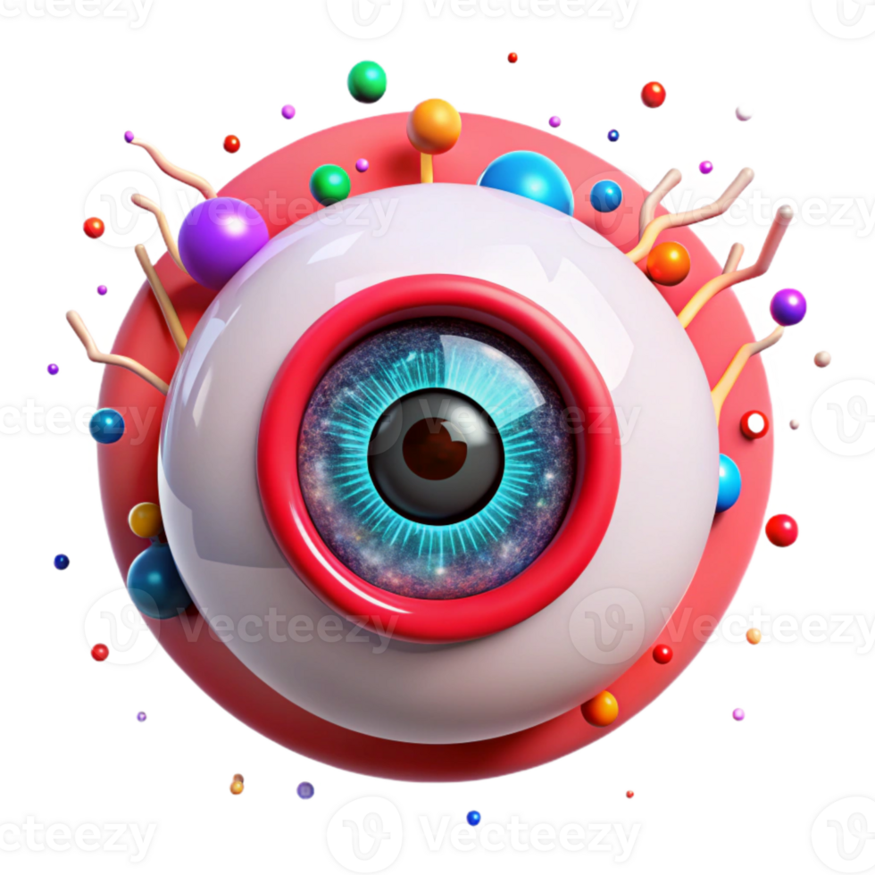 vibrant traditional Cybernetic Eye with Red Iris Isolated on Transparent Background professional png