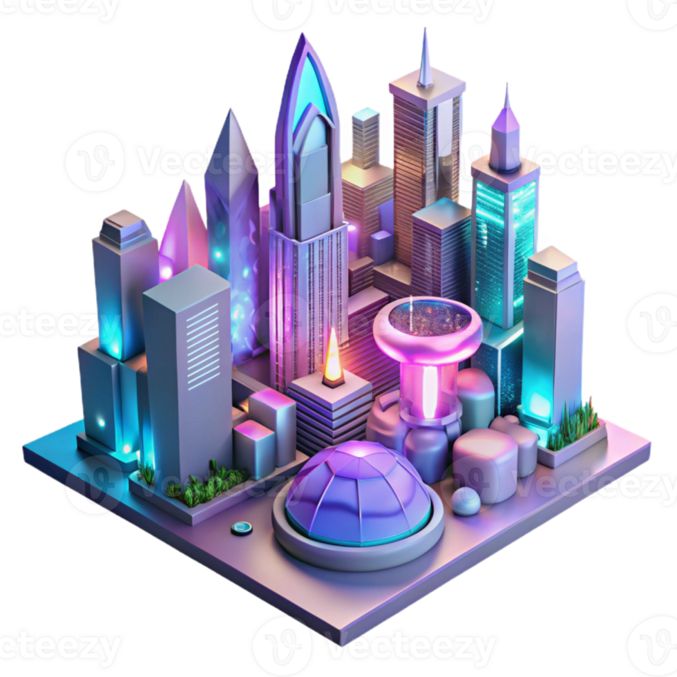 extraordinary creative Cyberpunk Cityscape with Neon Signs Element high quality png
