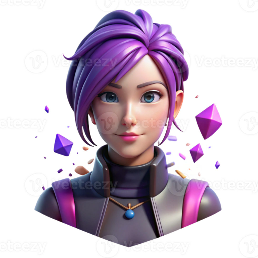 stunning vintage Cyberpunk Girl Silhouette with Purple Hair Isolated high resolution png