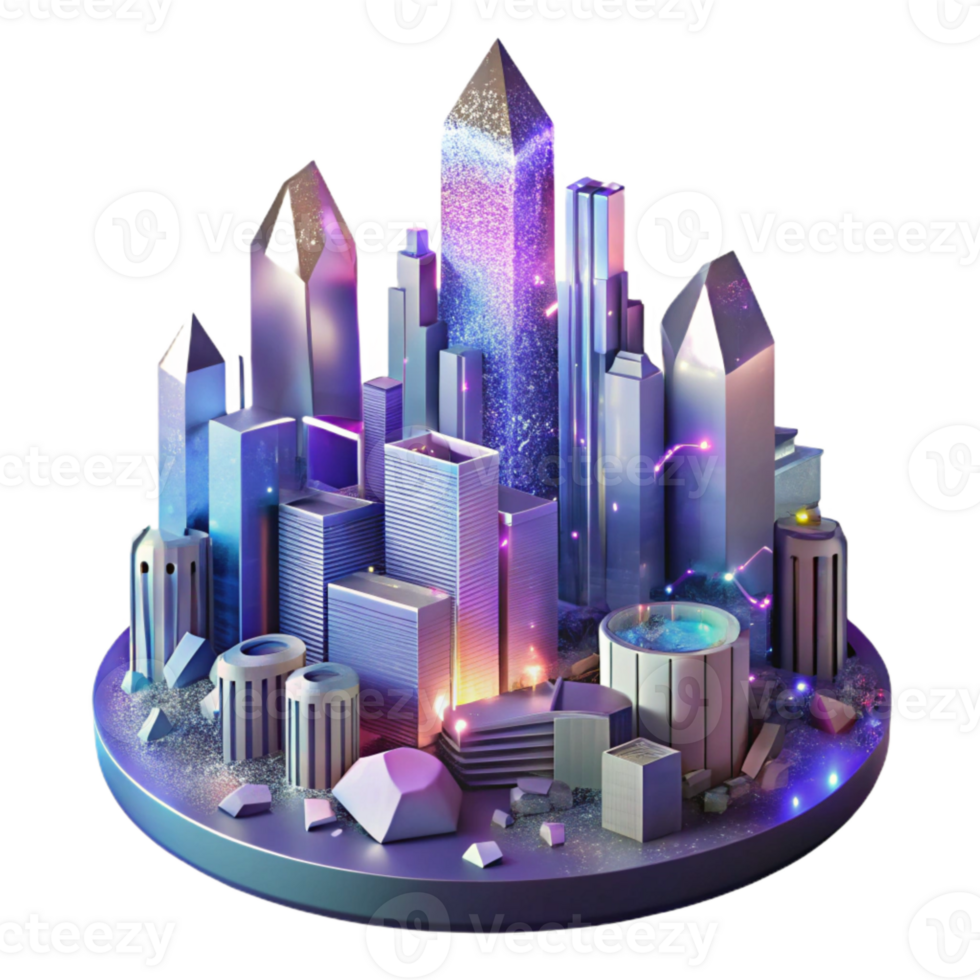 serene rustic Cyberpunk City Skyline Night Scene Transparent Background detailed png