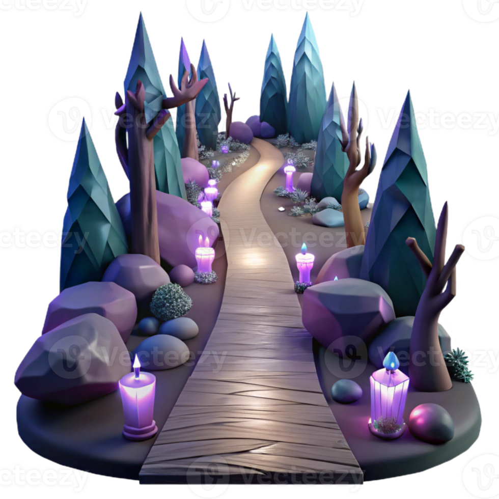 extraordinary modern Dark Forest Path Isolated with Soft Lighting genuine png