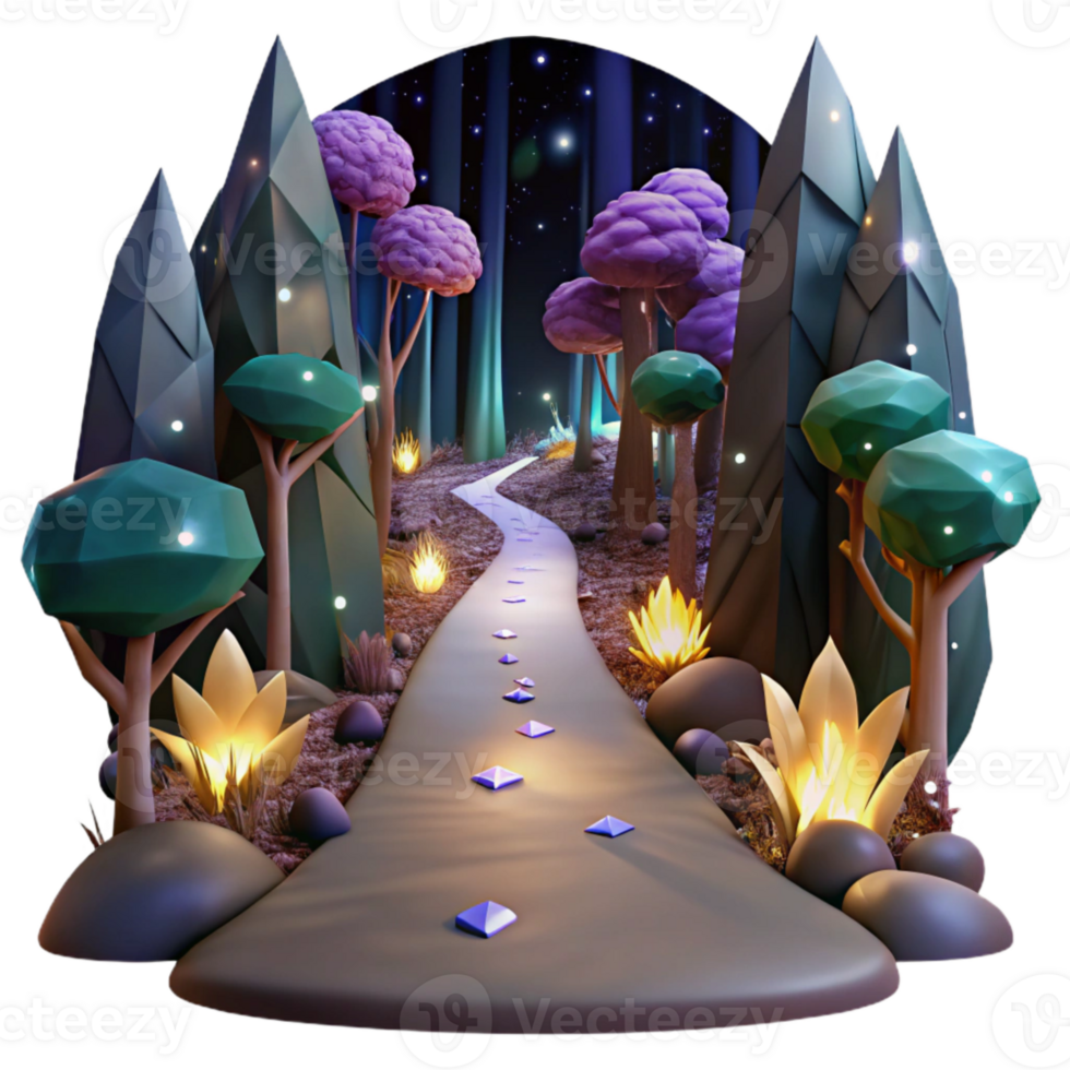 beautiful classic Dark Forest Path Isolated with Soft Lighting high quality png