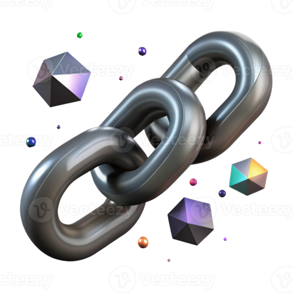 beautiful minimalist Dark Gray Linked Chain with Transparent Background original png