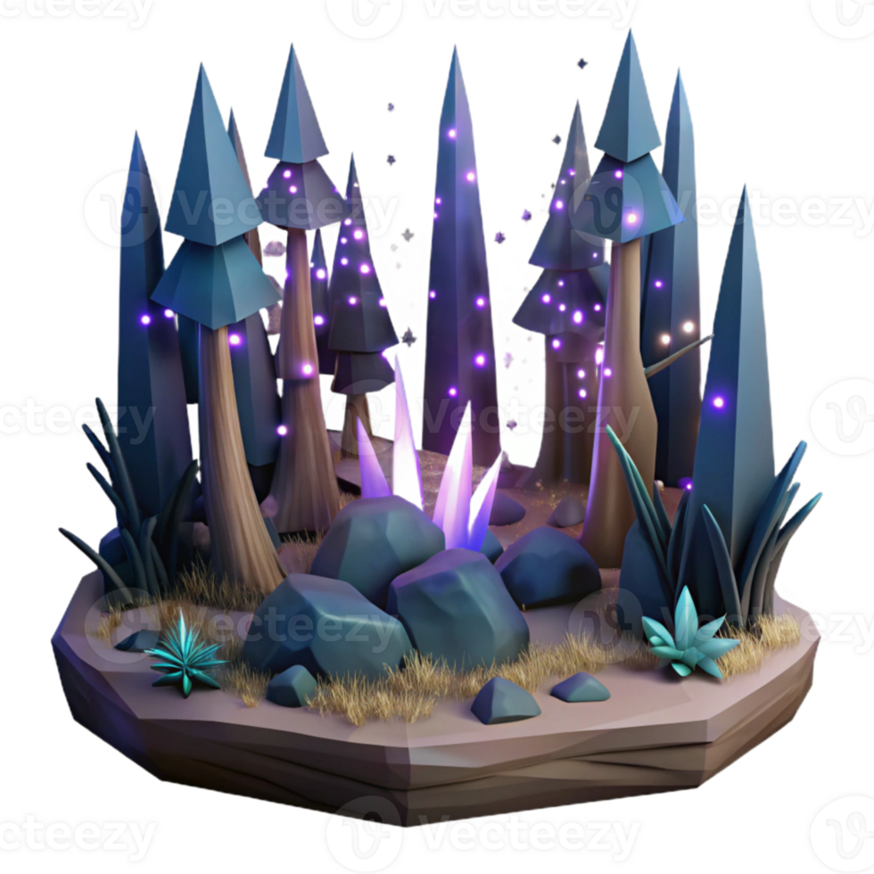 wonderful rustic Dark Forest with Light Beams Cutout on Transparent Background high quality png