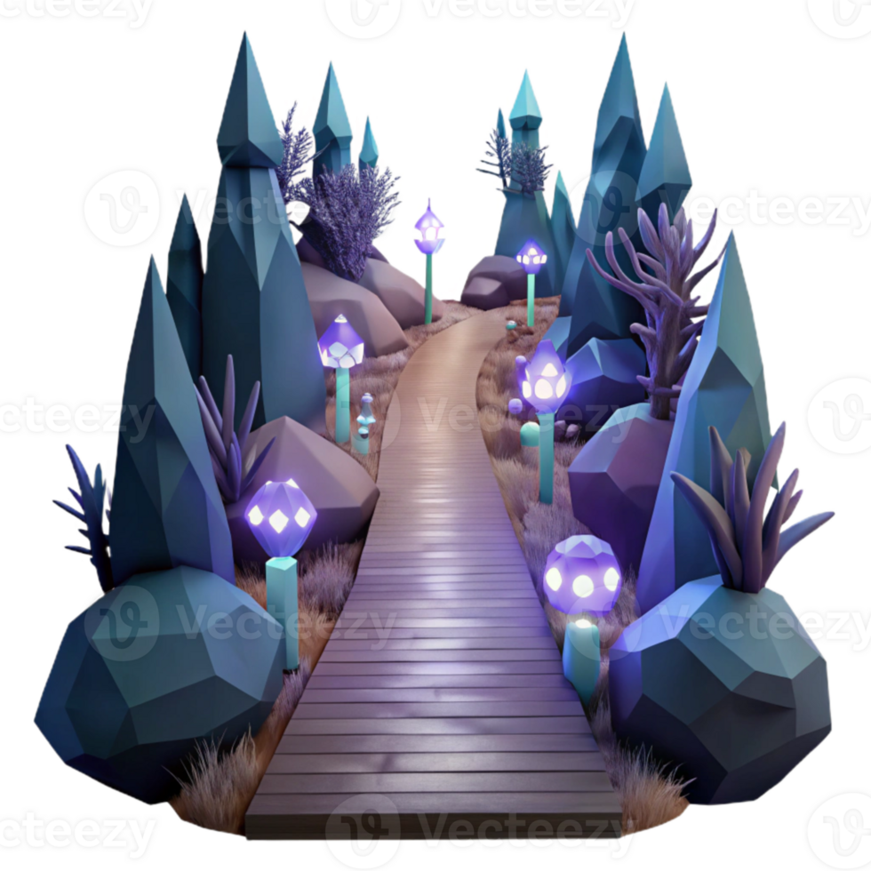 dramatic contemporary Dark Forest Path Isolated with Soft Lighting authentic png