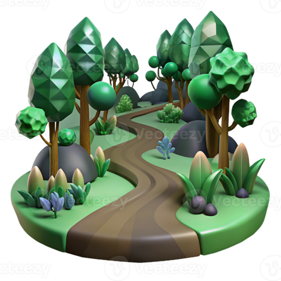 beautiful modern Dark Green Healing Forest Path Cutout detailed png