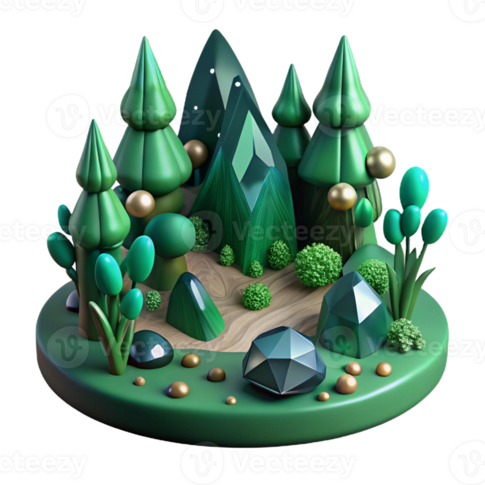stunning rustic Dark Green Healing Forest Path Cutout detailed png