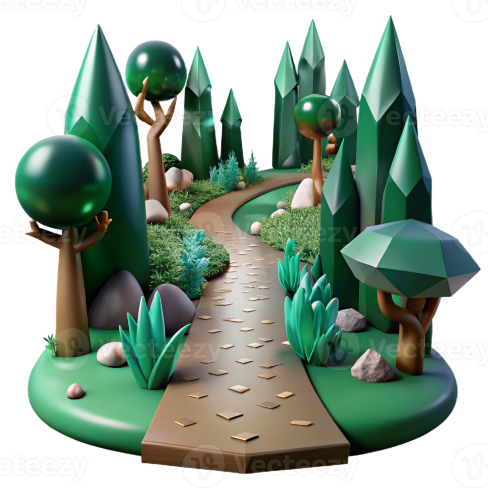 serene creative Dark Green Healing Forest Path Cutout png