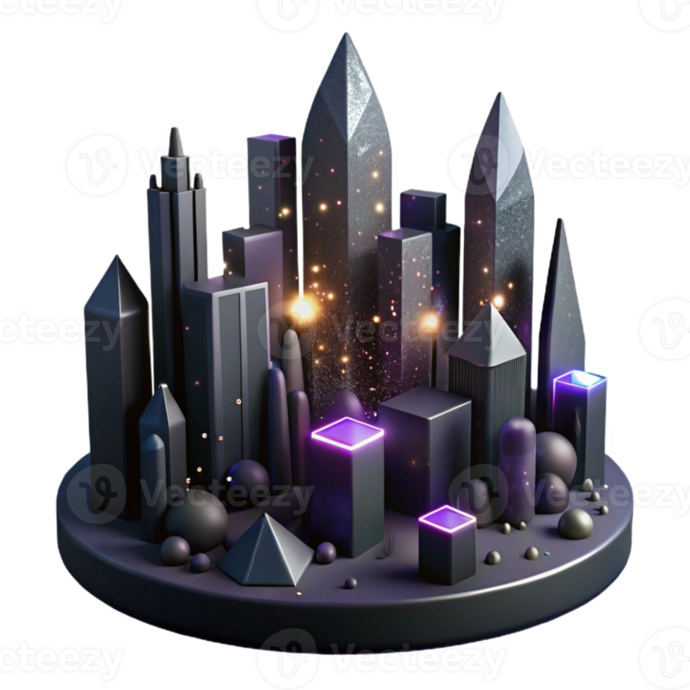 beautiful modern Dark Shadowy Cityscape Silhouette Isolated Cutout exclusive png
