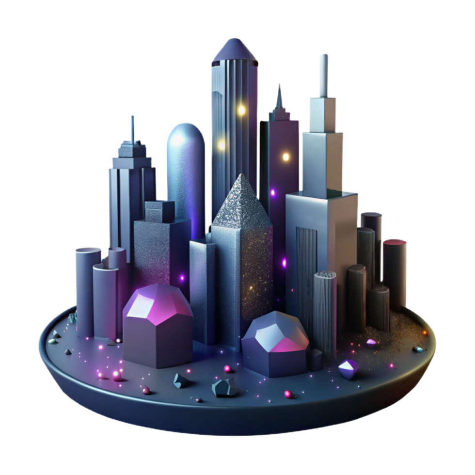 elegant abstract Dark Shadowy City Skyline Silhouette Isolated exclusive png