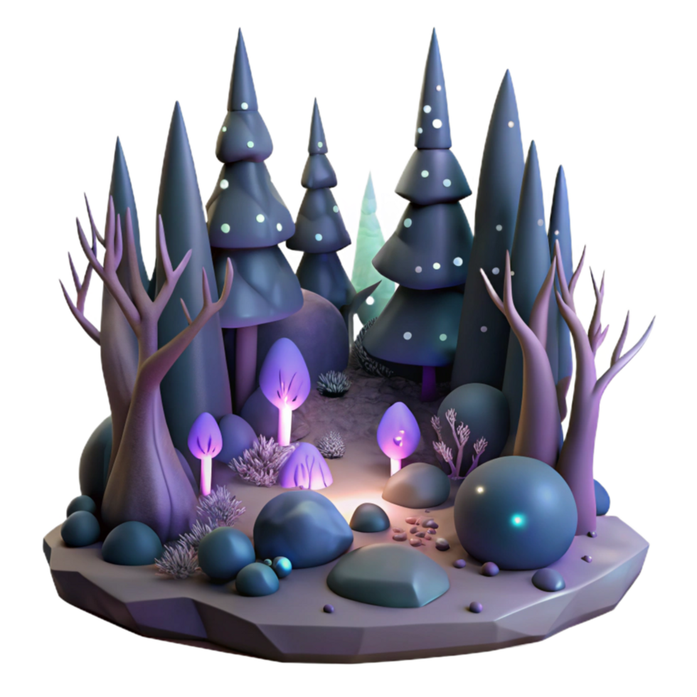 wonderful modern Dark Shadowy Forest Scene Isolated Cutout authentic png