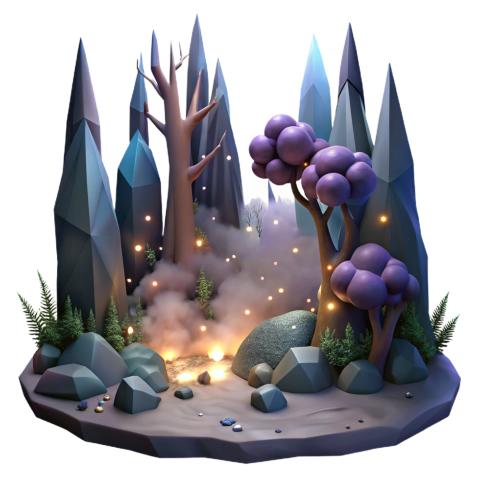 serene modern Dark Shadowy Forest Scene Isolated Cutout professional png