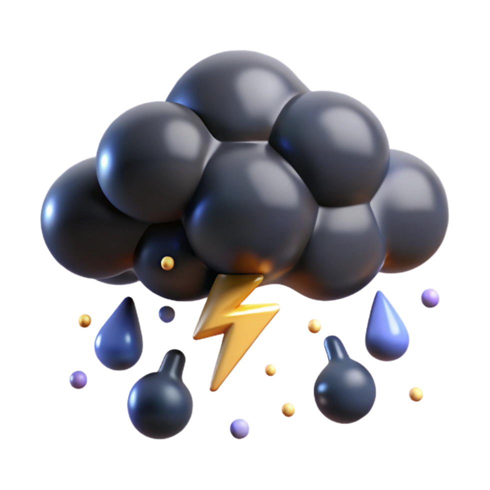 vibrant vintage Dark Storm Clouds with Lightning Transparent Background premium png