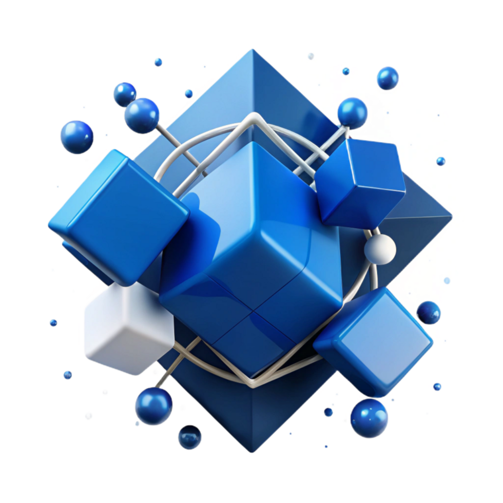 serene traditional Deep Ocean Blue Connected Squares Design with Transparent Background authentic png