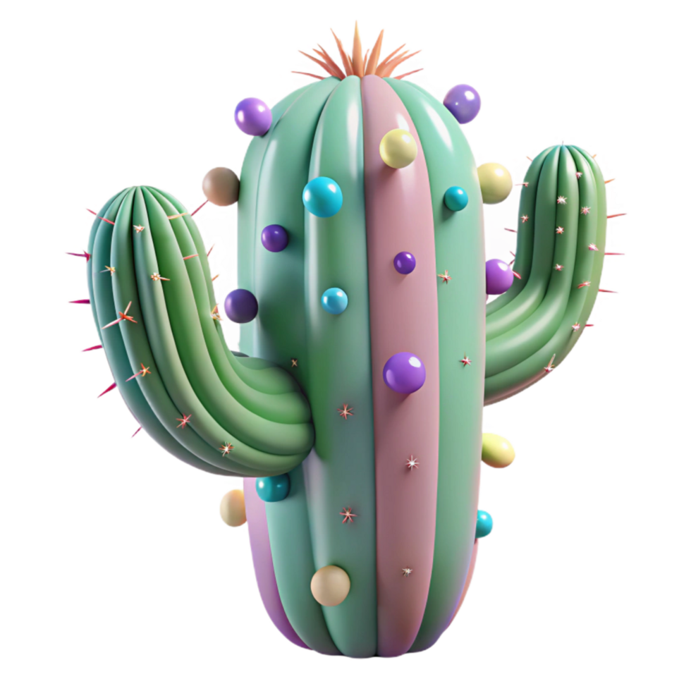 serene abstract Desert Cactus with Spines Transparent Background original png