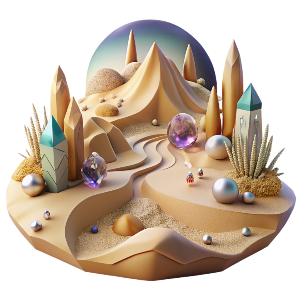 extraordinary modern Desert Landscape with Sand Dunes Cutout Transparent Background high resolution png