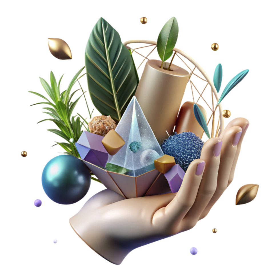 impressive minimalist Detailed Healing Hand Holding Crystal Transparent Background genuine png