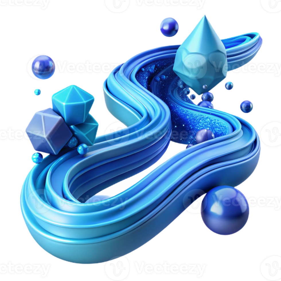 dramatic abstract Digital Data Stream Flowing Blue Transparent Background premium png