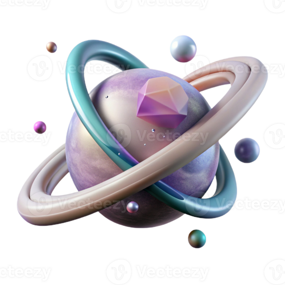 impressive artistic Distant Planet with Rings Isolated on Transparent Background high resolution png