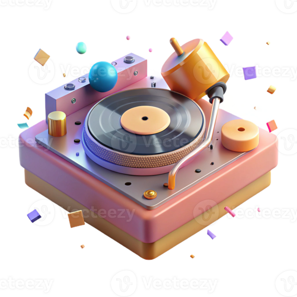 magnificent vintage Dj Turntable Side View Isolated authentic png